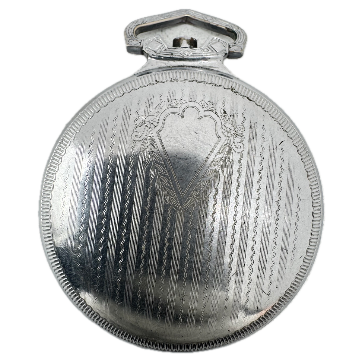 Antique 18s Star Coin Edge Open Face Pocket Watch Case Chrome Plated USA