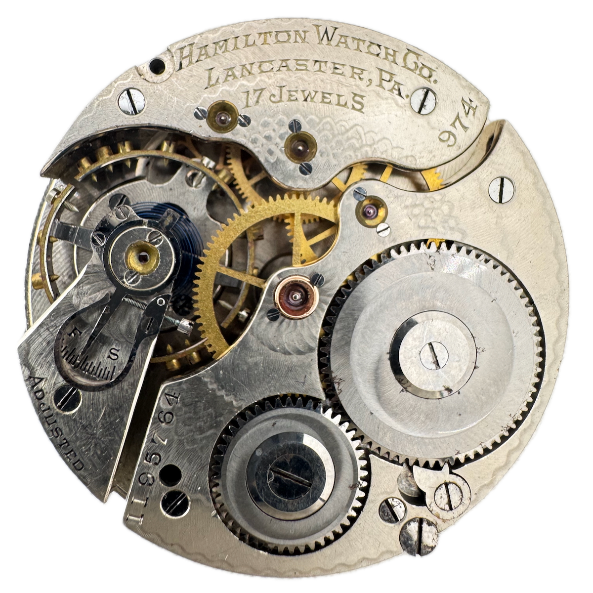Antique 16s 1916 Hamilton 17 Jewel Mechanical Pocket Watch Movement 974 USA