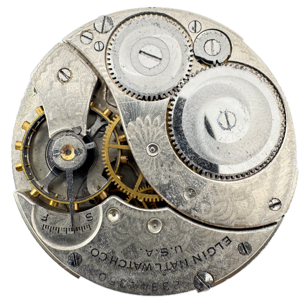 Antique 12 SIze 1921 Elgin 7 Jewel Mechanical Pocket Watch Movement 303 USA