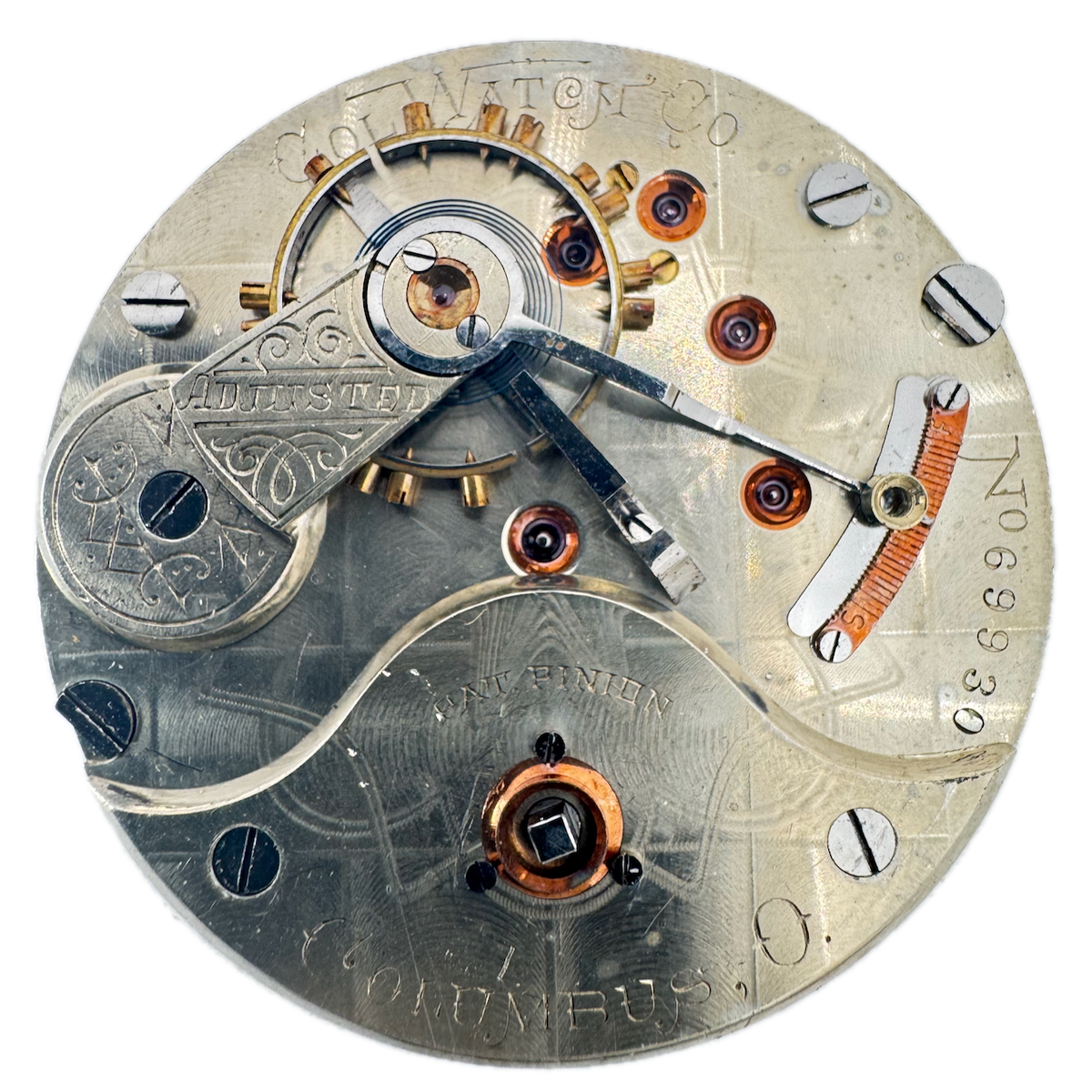 Antique 18s 1886 Columbus 11j Key Wind Hunter Pocket Watch Movement USA