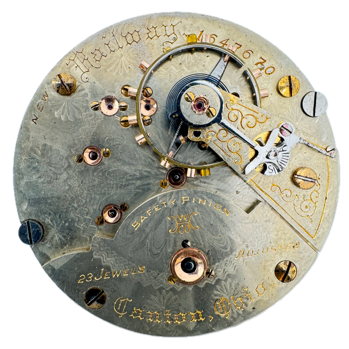 Antique 18s Hampden 23J Railroad Mechanical Pocket Watch Movement New Railway