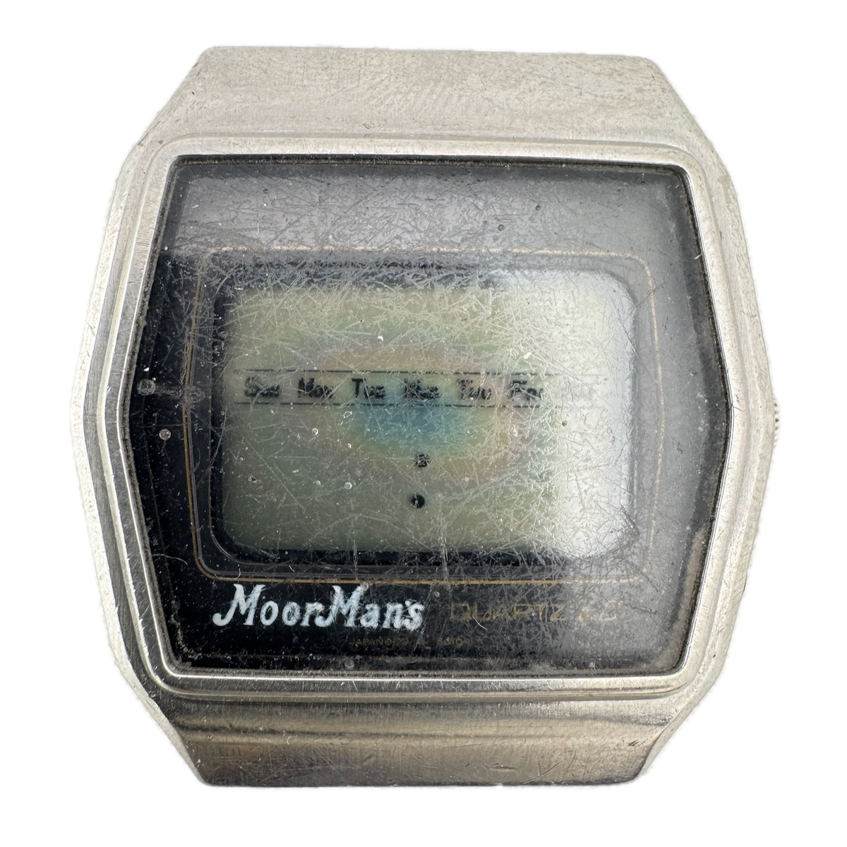 Vintage 37mm Seiko 0139-5019 Moon Man's Men's Quartz LCD Wristwatch Steel