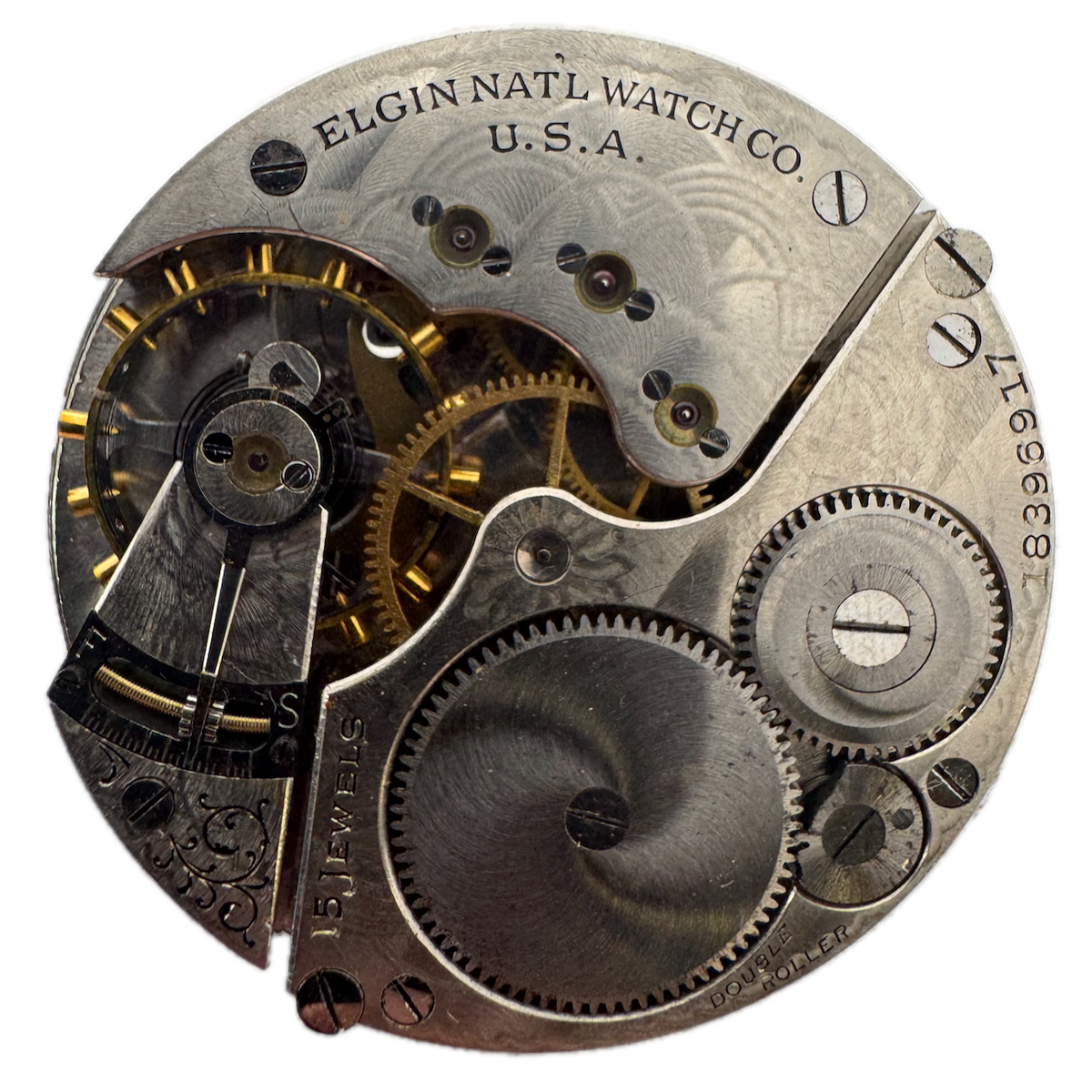 Antique 16s 1915 Elgin 15 Jewel Mechanical Hunter Pocket Watch Movement 312