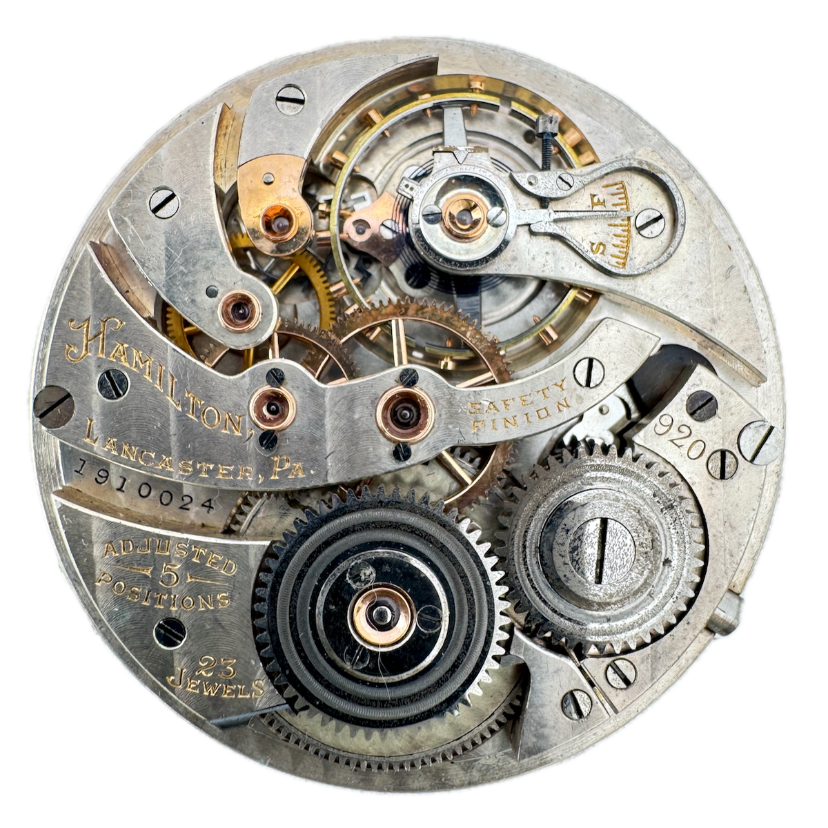 Antique 14s 1922 Hamilton 23 JewelMechanical Pocket Watch Movement 920 USA