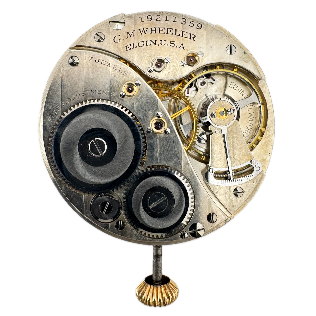 Antique 12s 1917 Elgin G.M. Wheeler 17J Mechanical Pocket Watch Movement 441 USA