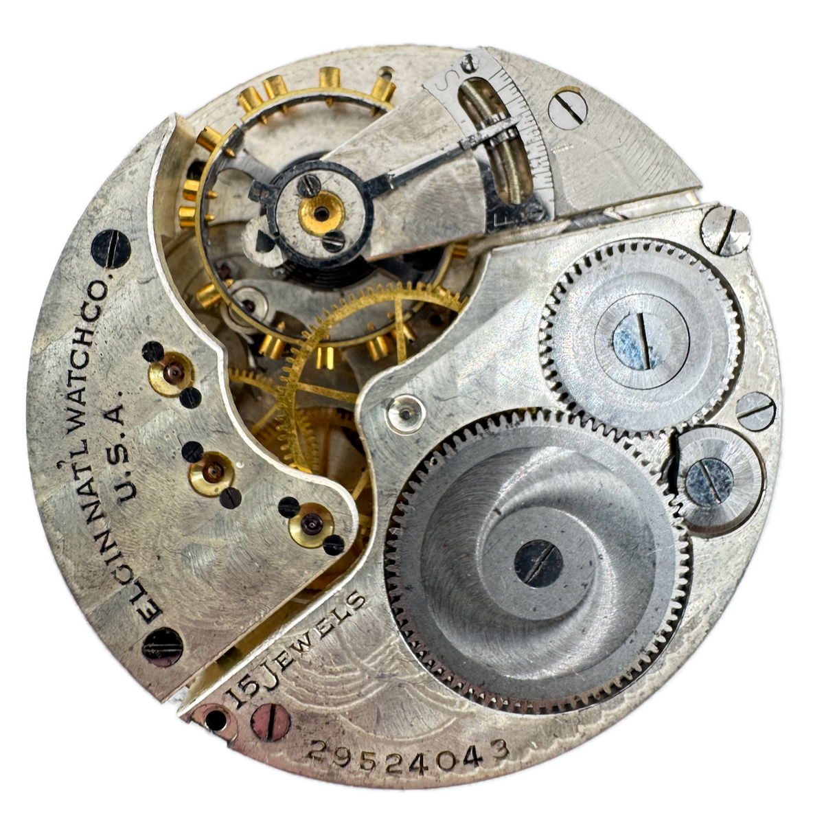 Vintage 16s 1927 Elgin 15 Jewel Mechanical Pocket Watch Movement 313 USA