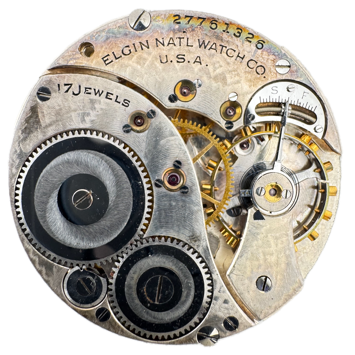 Antique 12s 1925 Elgin 17 Jewel Mechanical Pocket Watch Movement 345 USA