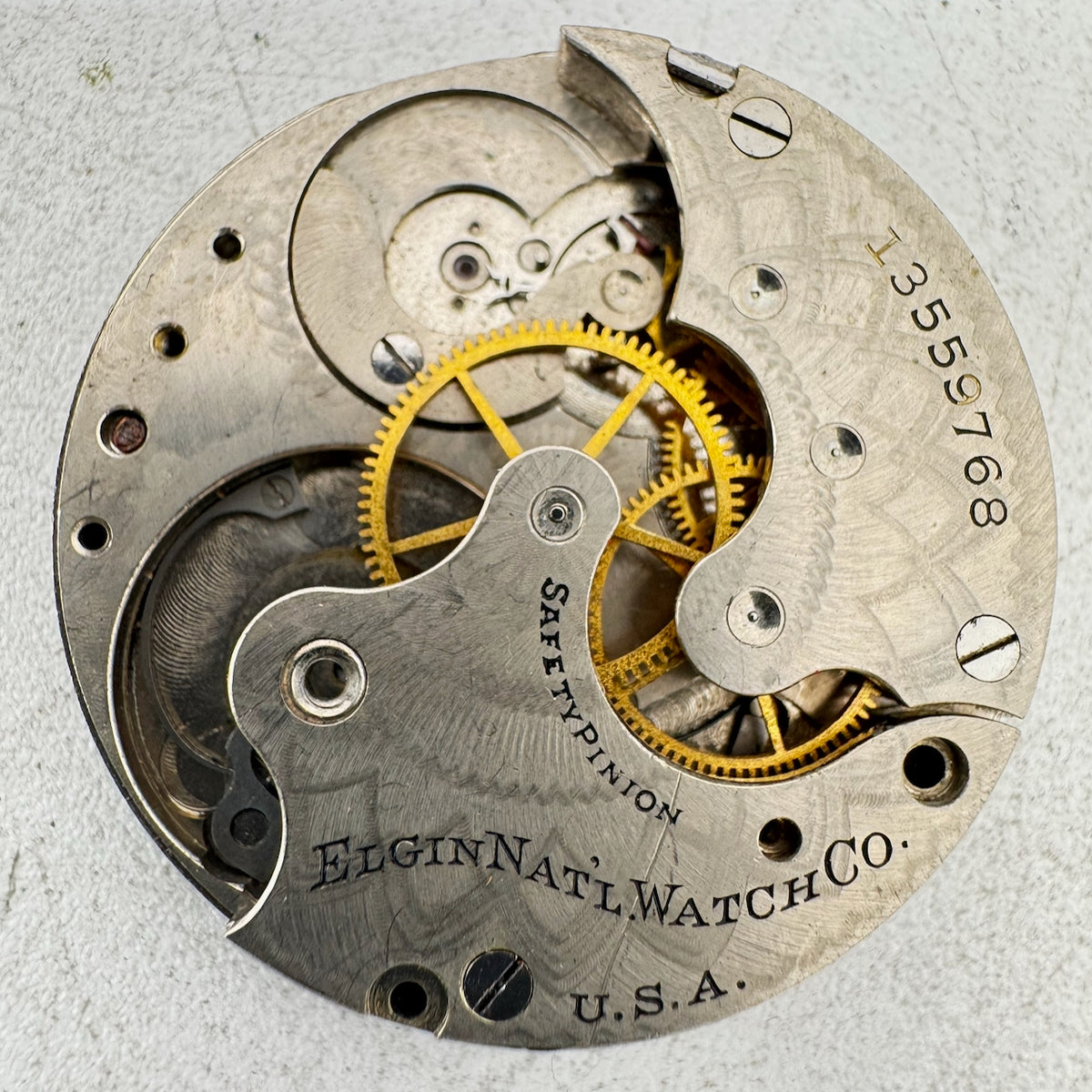 Antique 6s 1909 Elgin 7J Mechanical Hunter Pocketwatch Movement 286 USA fParts