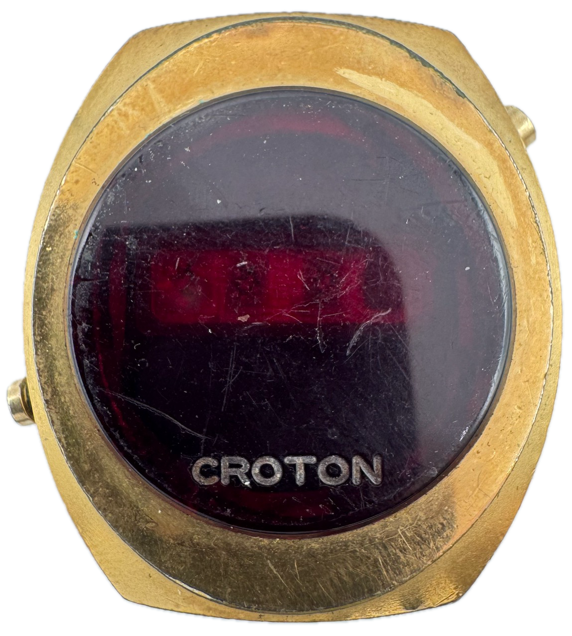 Vintage 34mm Croton Men's Digital LED Wristwatch USA 14k Gold Plated for Parts