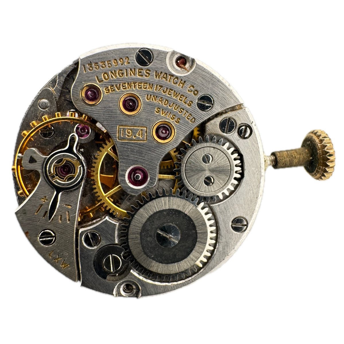 Vintage 20mm 1966 Longines Cal. 19.4 Swiss 17J Mechanical Wristwatch Movement