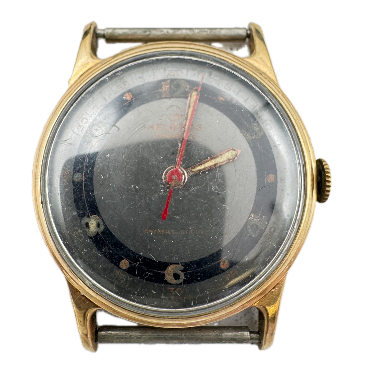 Vintage Helbros Grey Bullseye Men's Mechanical Wristwatch 61B Swiss 10k GF
