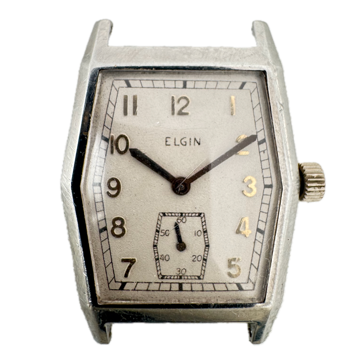 Vintage 25.5mm Elgin Hexagon 7 Jewel Men's Mechanical Wristwatch USA Nickel