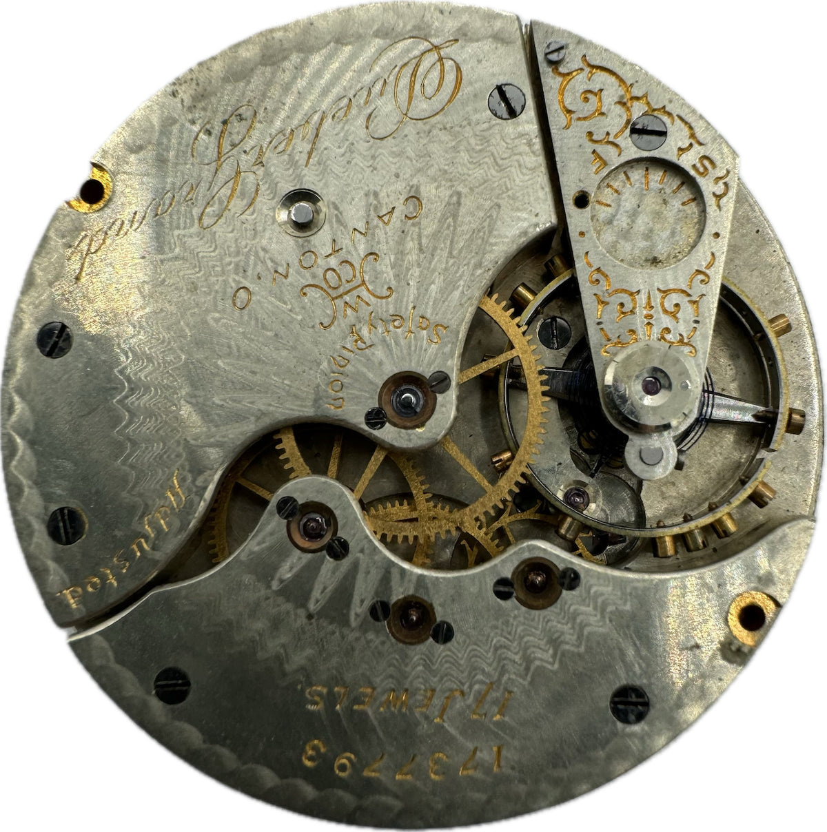 Antique 12S Hampden Mechanical Open Face Pocket Watch Movement Dueber Grand