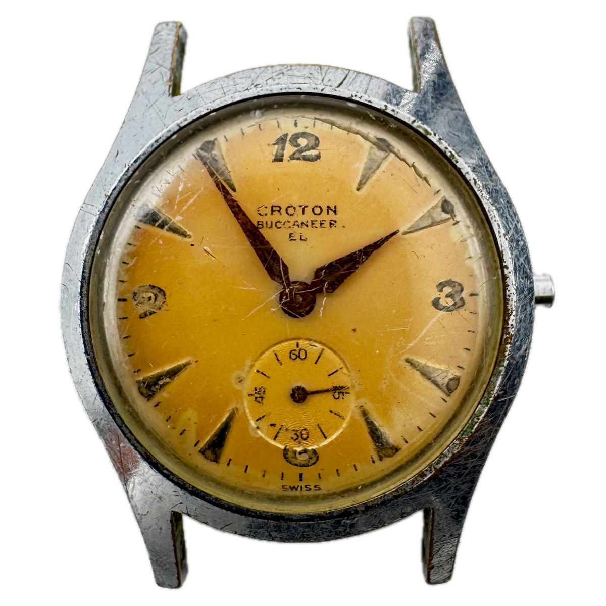 Vintage Croton Buccaneer Men's Mechanical Wristwatch 81 Swiss Steel & Chrome