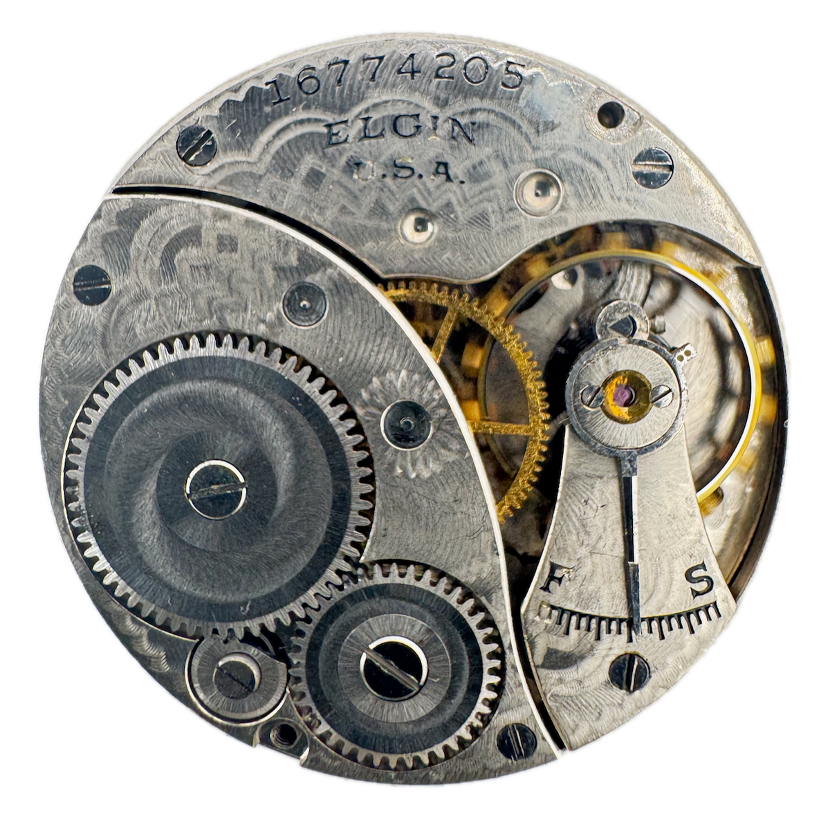 Antique 0s 1912 Elgin 7 Jewel Mechanical Pocket Watch Movement 324 USA