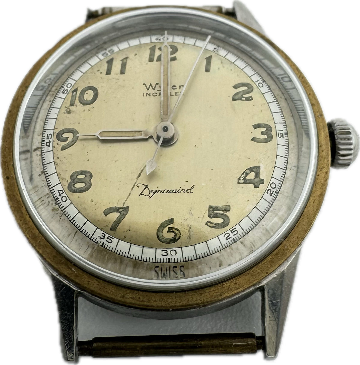 Vintage 31mm Wyler 31951 8126 Dynawind Men's Automatic Wristwatch Swiss Steel