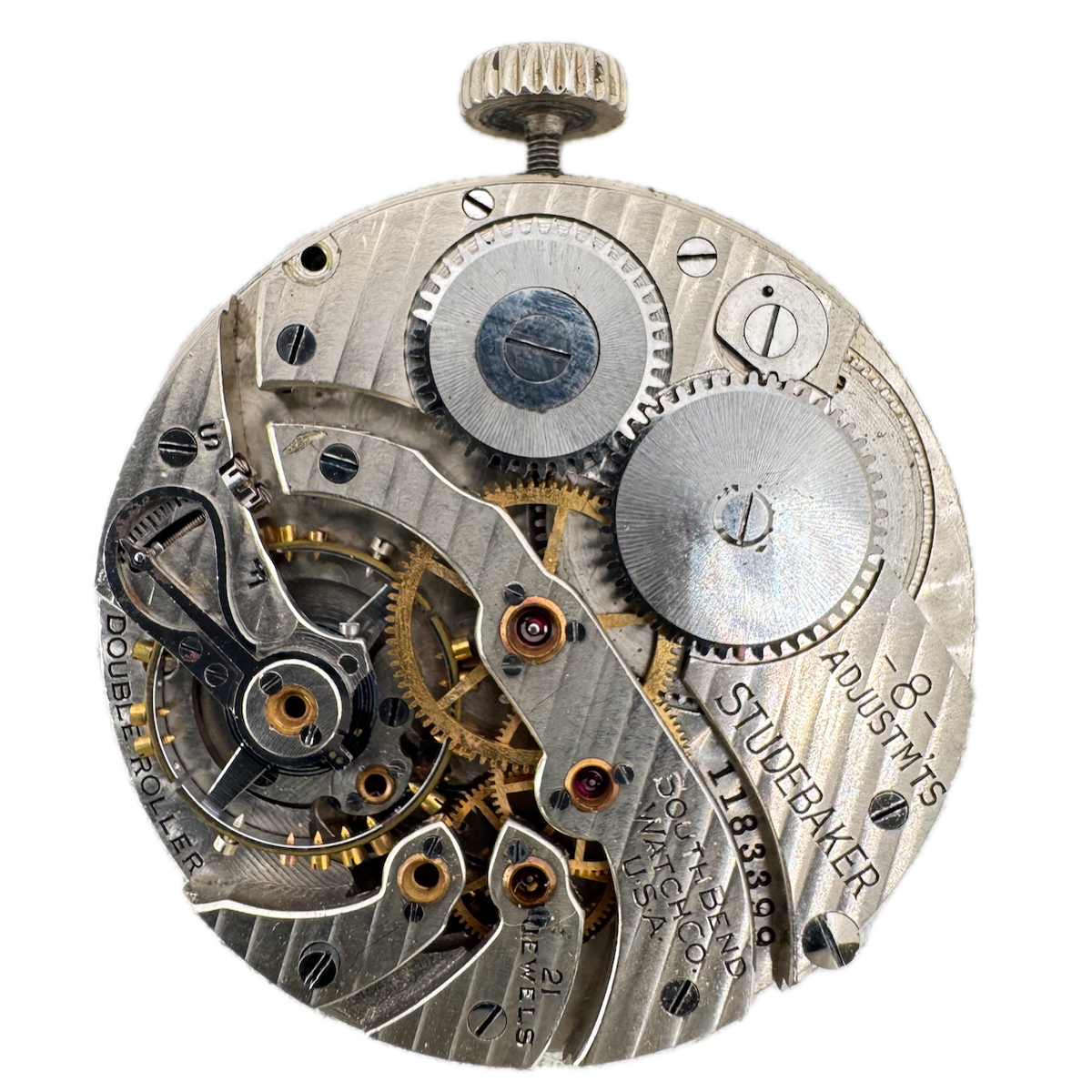 Antique 12s 1927 South Bend Mechanical Pocket Watch Movement Studebaker USA