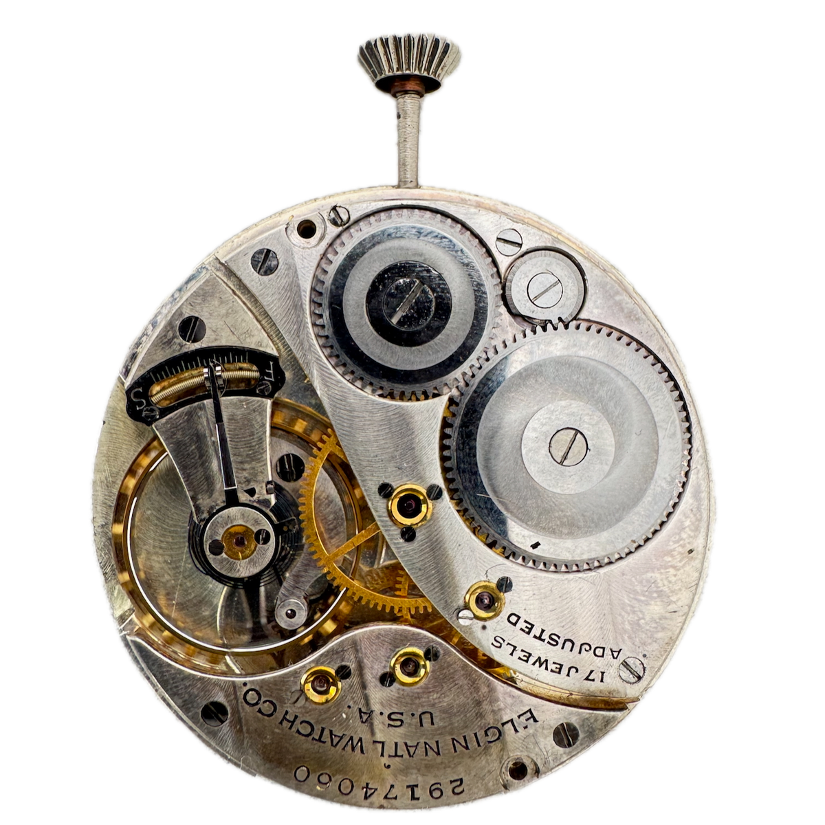 Antique 12s 1927 Elgin 17j Mechanical Open Face Pocket Watch Movement 479 USA