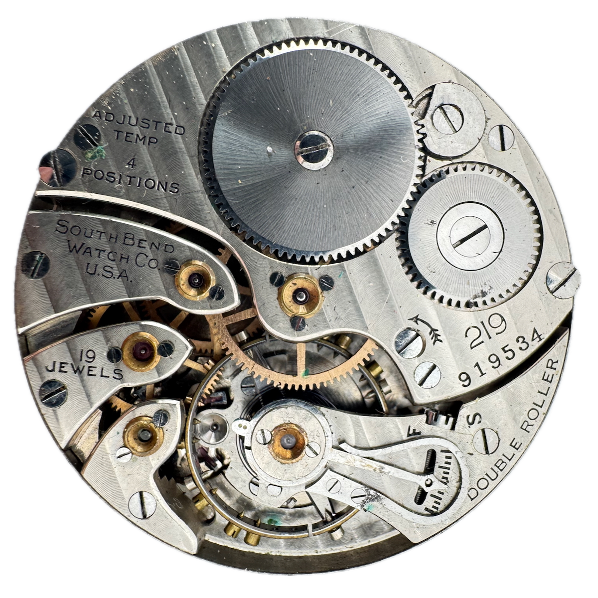 Antique 16s 1919 Southbend 19 Jewel Mechanical Pocket Watch Movement 219 USA