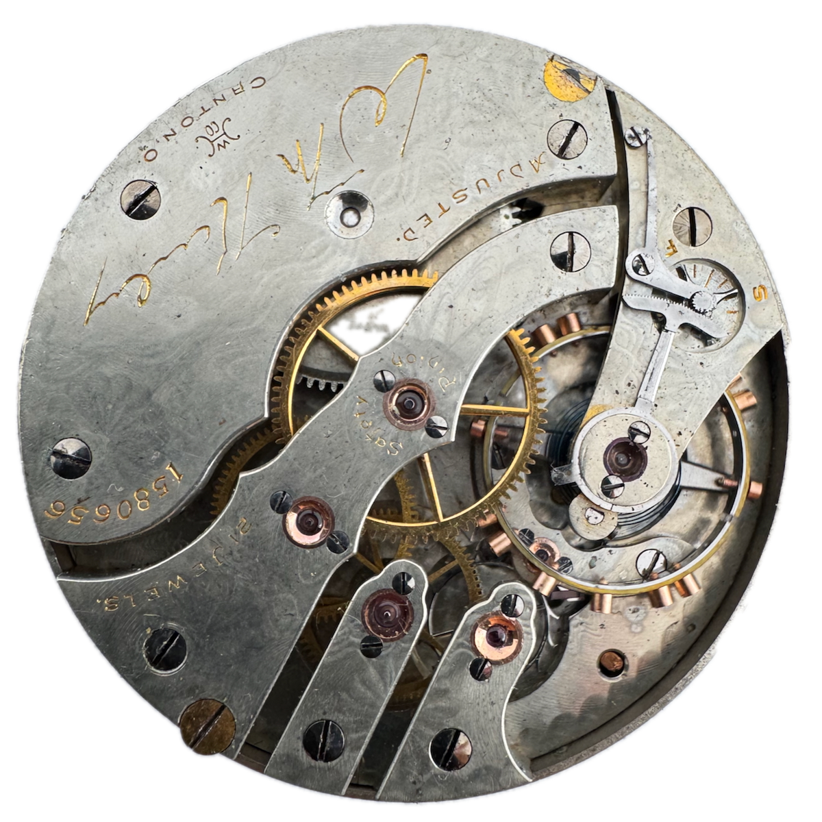 Antique 16s 1901 Hampden 21 Jewel Hunter Pocket Watch Movement Wm. McKinley USA