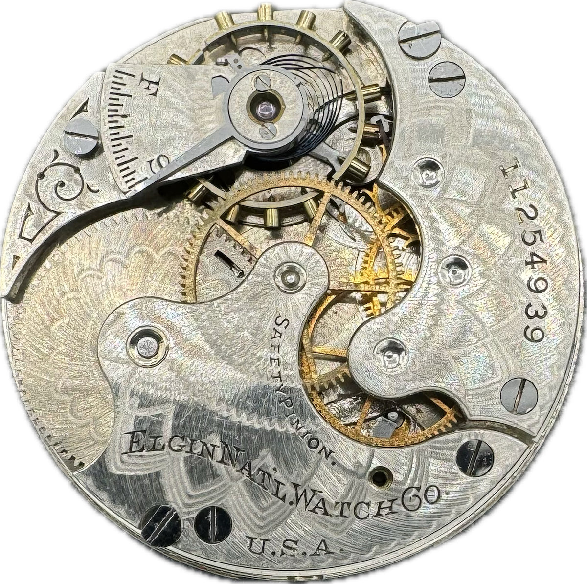 Antique 6S Elgin w/FancyGiltDial Mechanical Hunter Pocket Watch Movement 286 USA