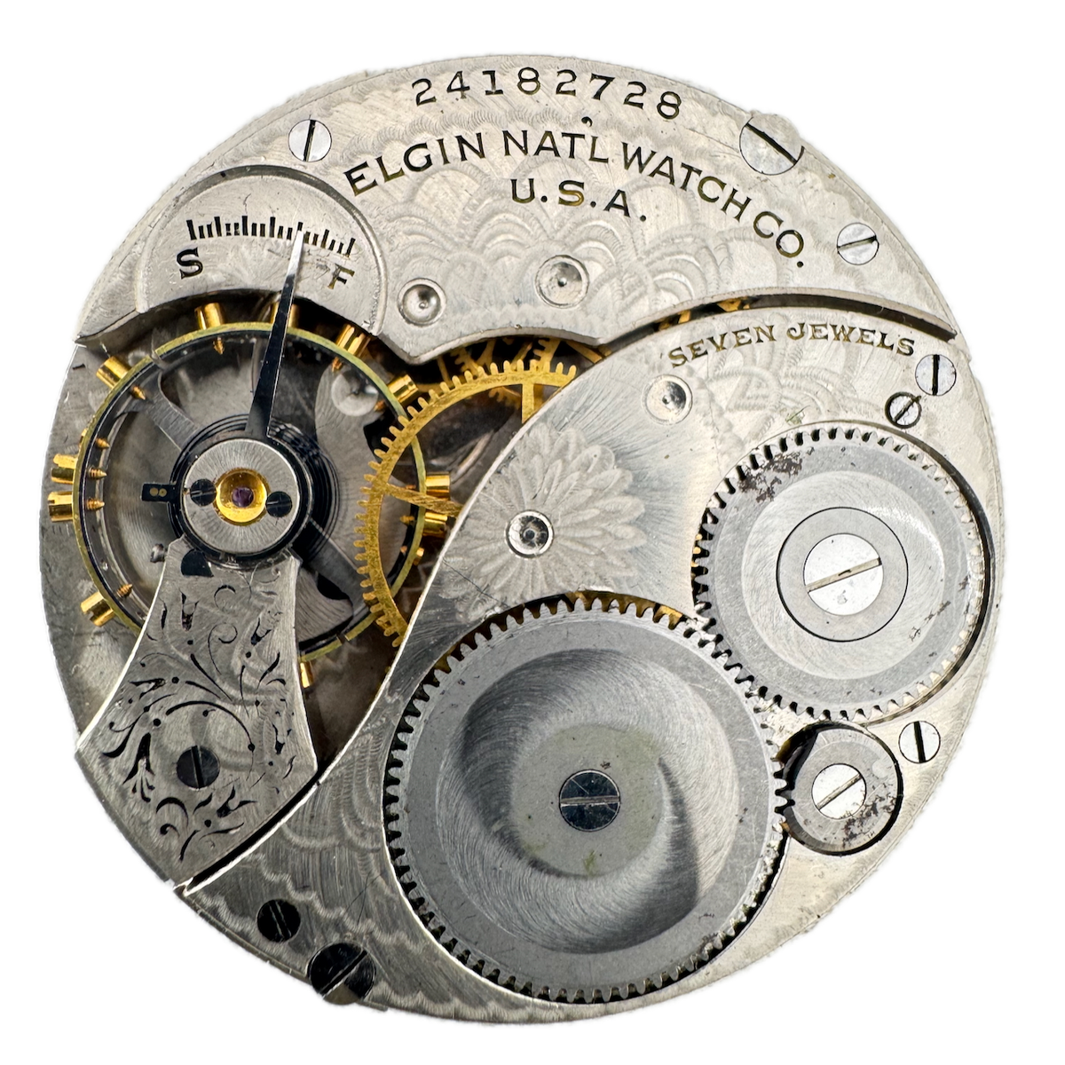 Antique 12s 1921 Elgin 7 Jewel Mechanical Hunter Pocket Watch Movement 301 USA