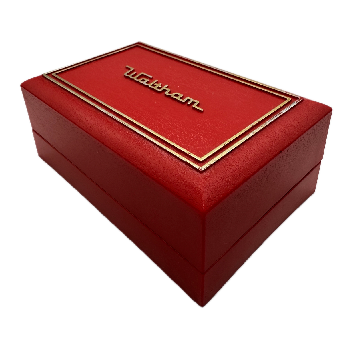 Vintage Waltham Marigold Ladies Wristwatch Box USA Red Plastic W/Cleaning Cloth