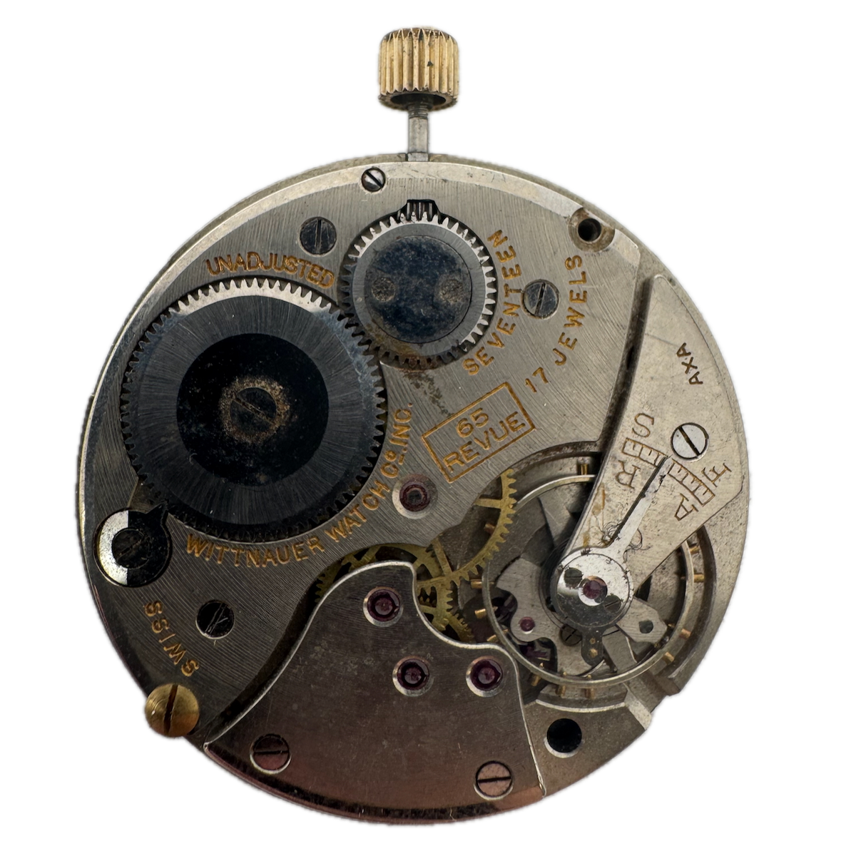 Antique 10 Size Wittnauer 17 Jewel Mechanical Pocket Watch Movement 65 Swiss
