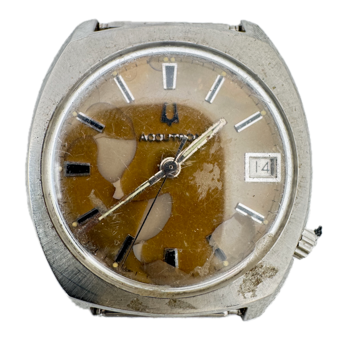 Vintage 36mm Accutron Date Men's Tuning Fork Wristwatch 218 1 Stainless Steel