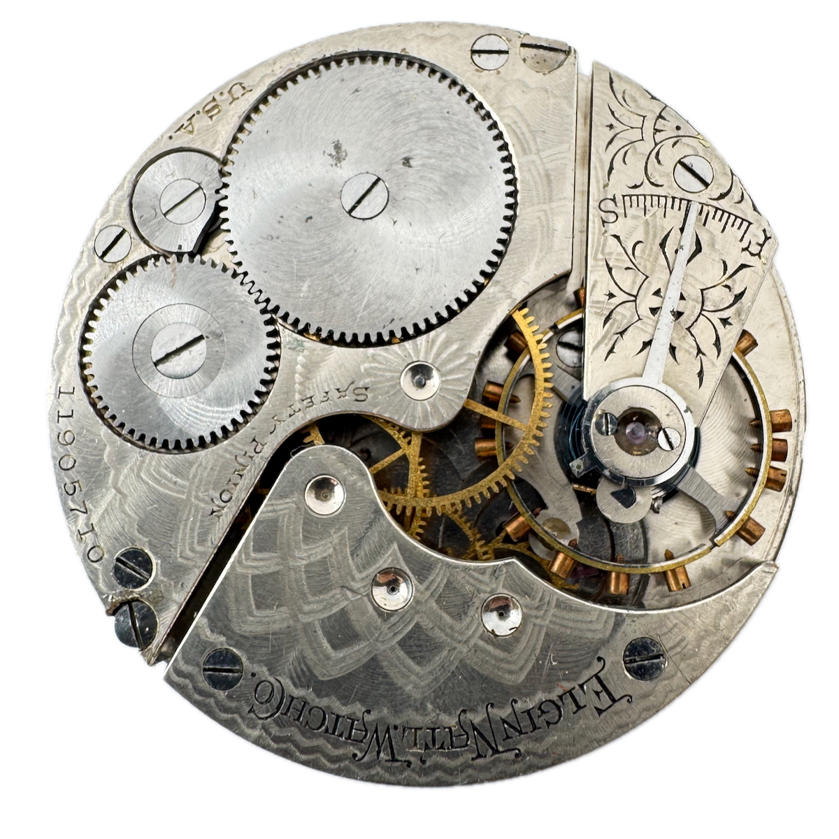 Antique 16s 1905 Elgin 7 Jewel Mechanical Hunter Pocket Watch Movement 290 USA