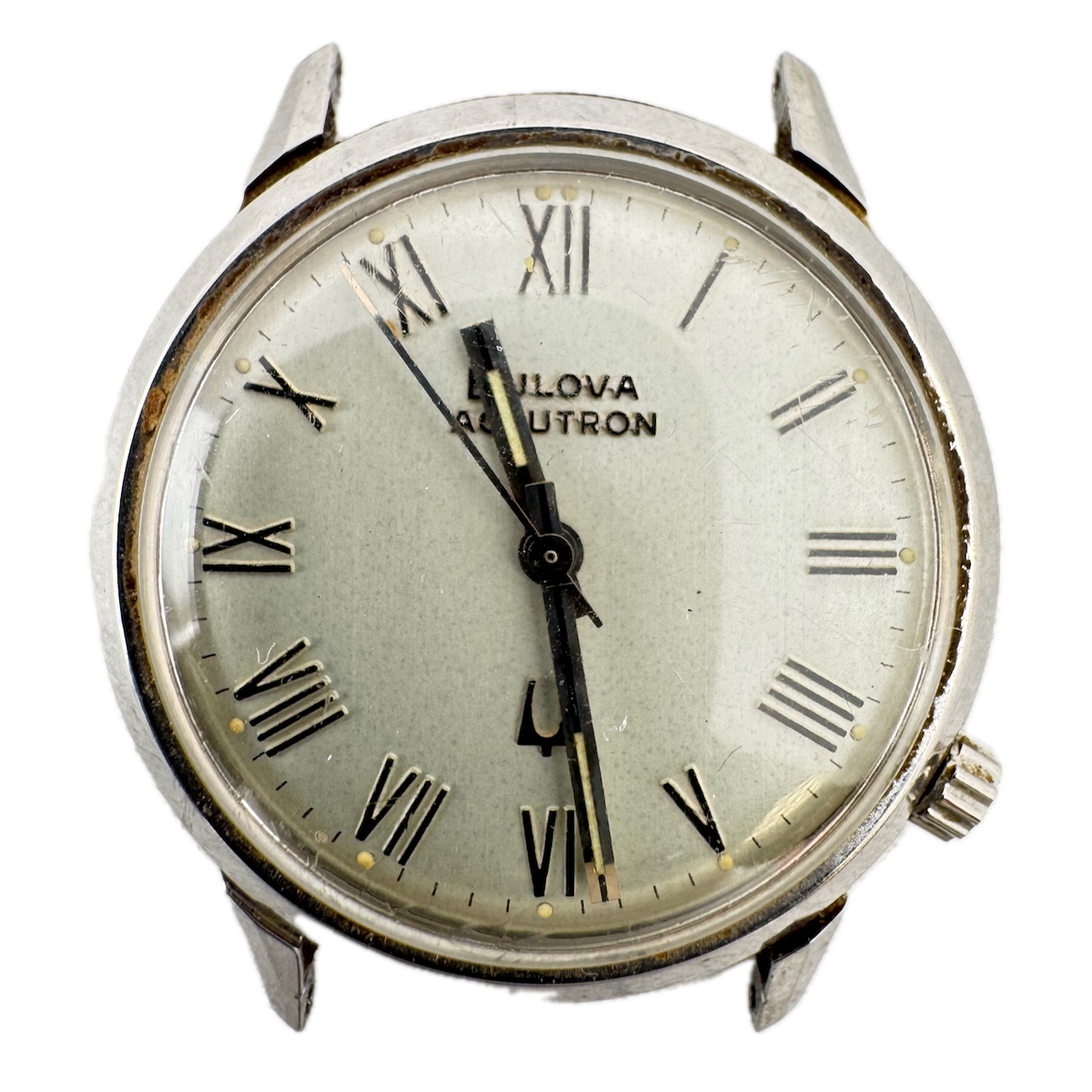 Vintage 34mm 1975 Accutron Roman Men's Tuning Fork Wristwatch 218 0 USA Steel