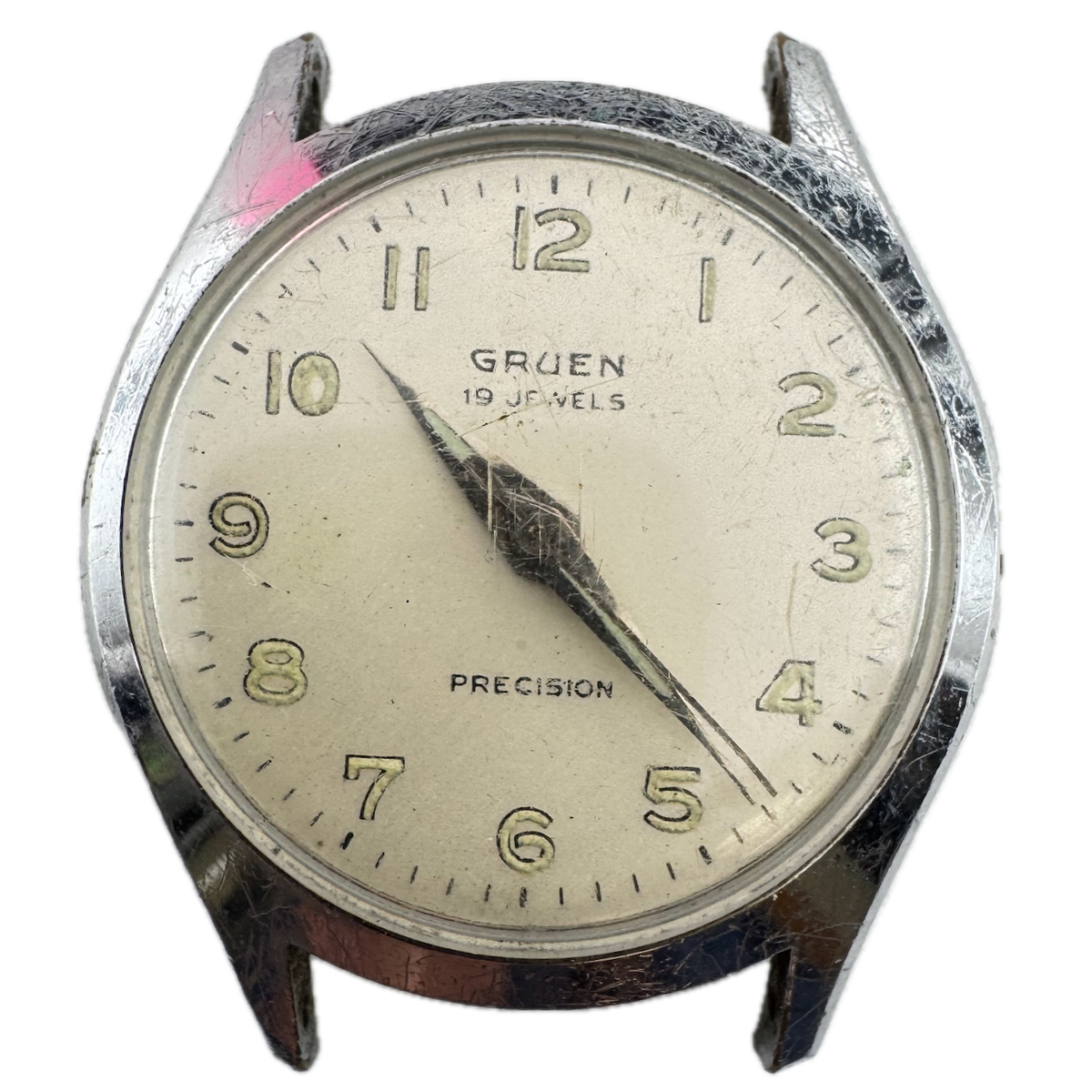 Vintage Gruen Precision Men's Mechanical Wristwatch 100 S USA Steel & Chrome
