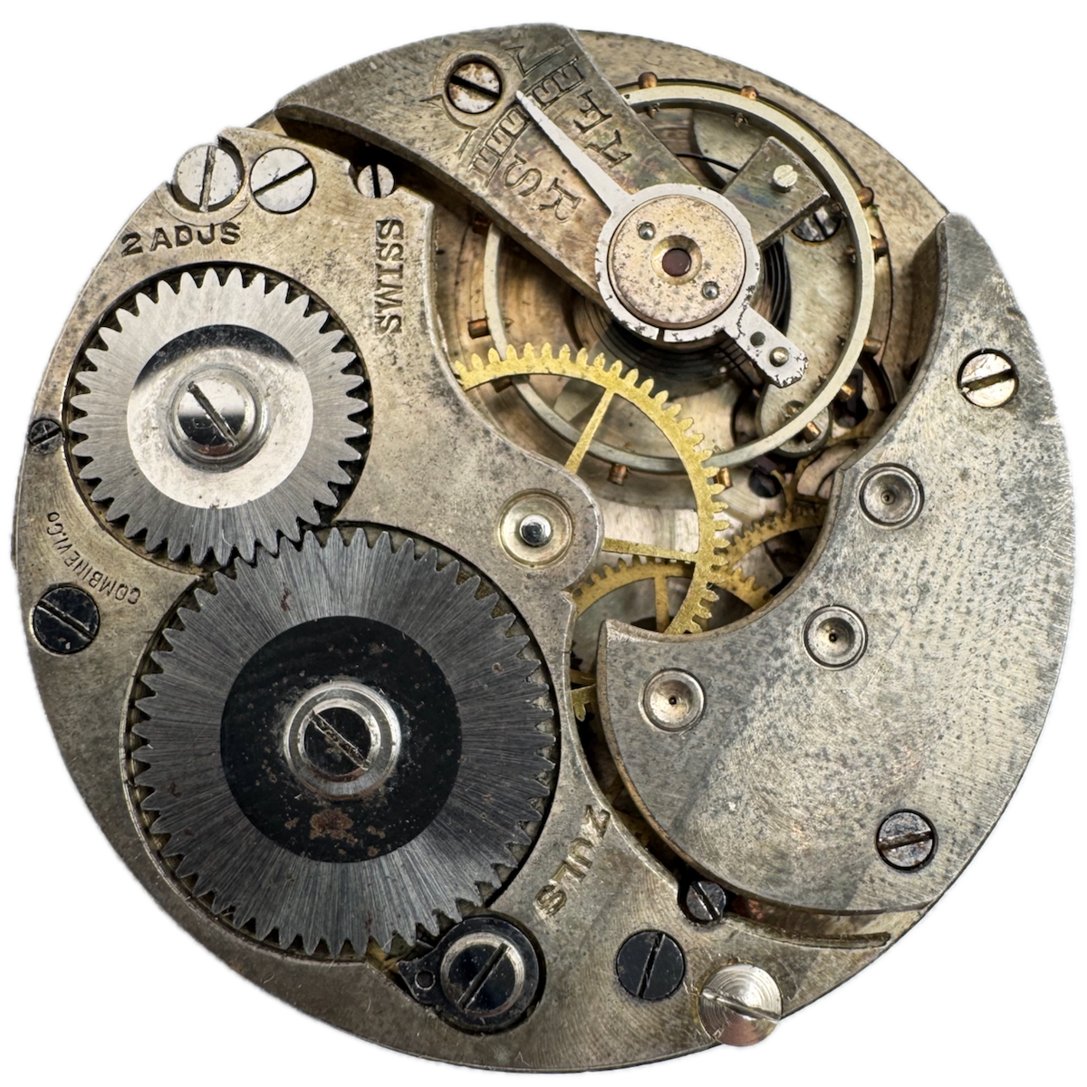 Antique 39.5mm Combine 7 Jewel Mechanical Pocket Watch Movement Swiss