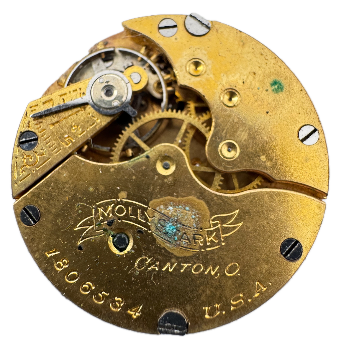 Antique 3/0s 1903 Hampden 7 Jewel Hunter Pocket Watch Movement Molly Stark USA