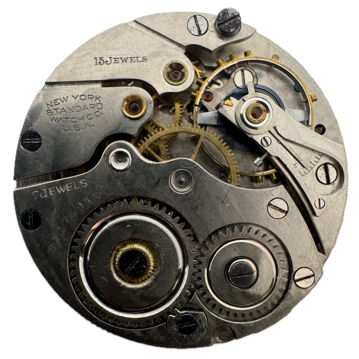 Antique 12s 1914 New York Standard Mechanical Pocket Watch Movement 1571