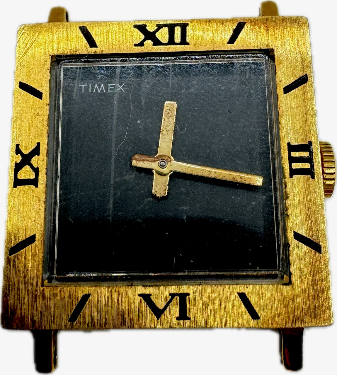 Vintage Timex 5180 2370 Men's Wristwatch Gold Tone Square Art Deco for Repair