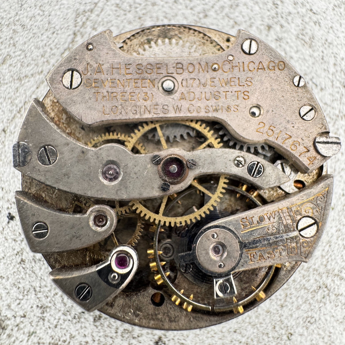 Antique 24.5mm Longines 17 Jewel Mechanical Pocket Watch Movement 11.87 Swiss