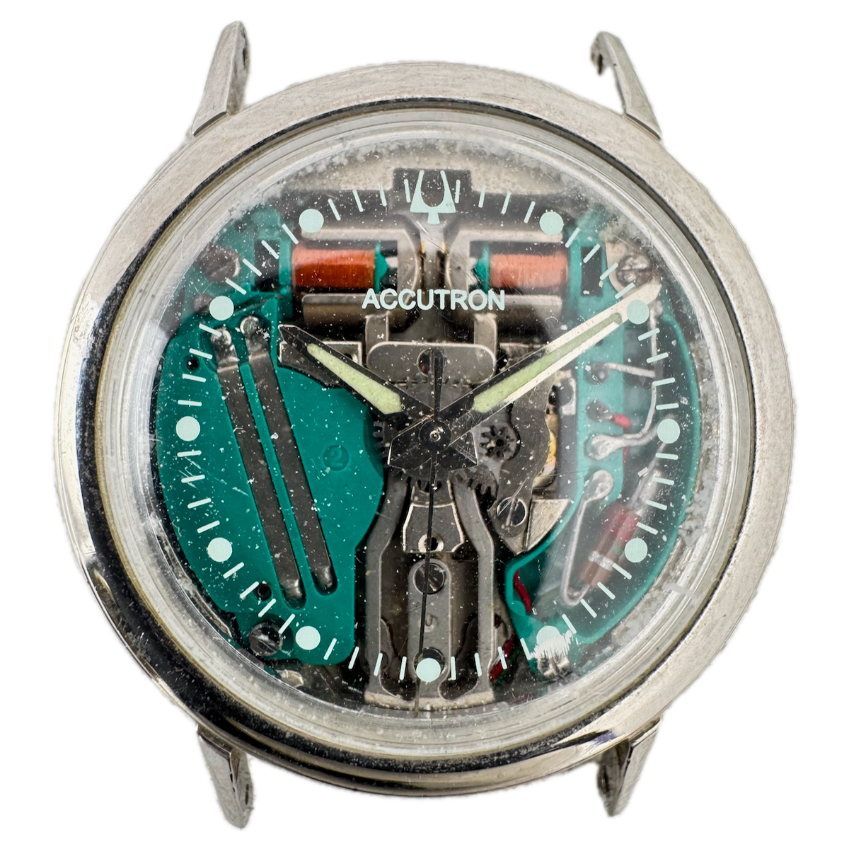 Vintage 34mm 1966 Accutron Spaceview Men's Tuning Fork Wristwatch 214 Steel