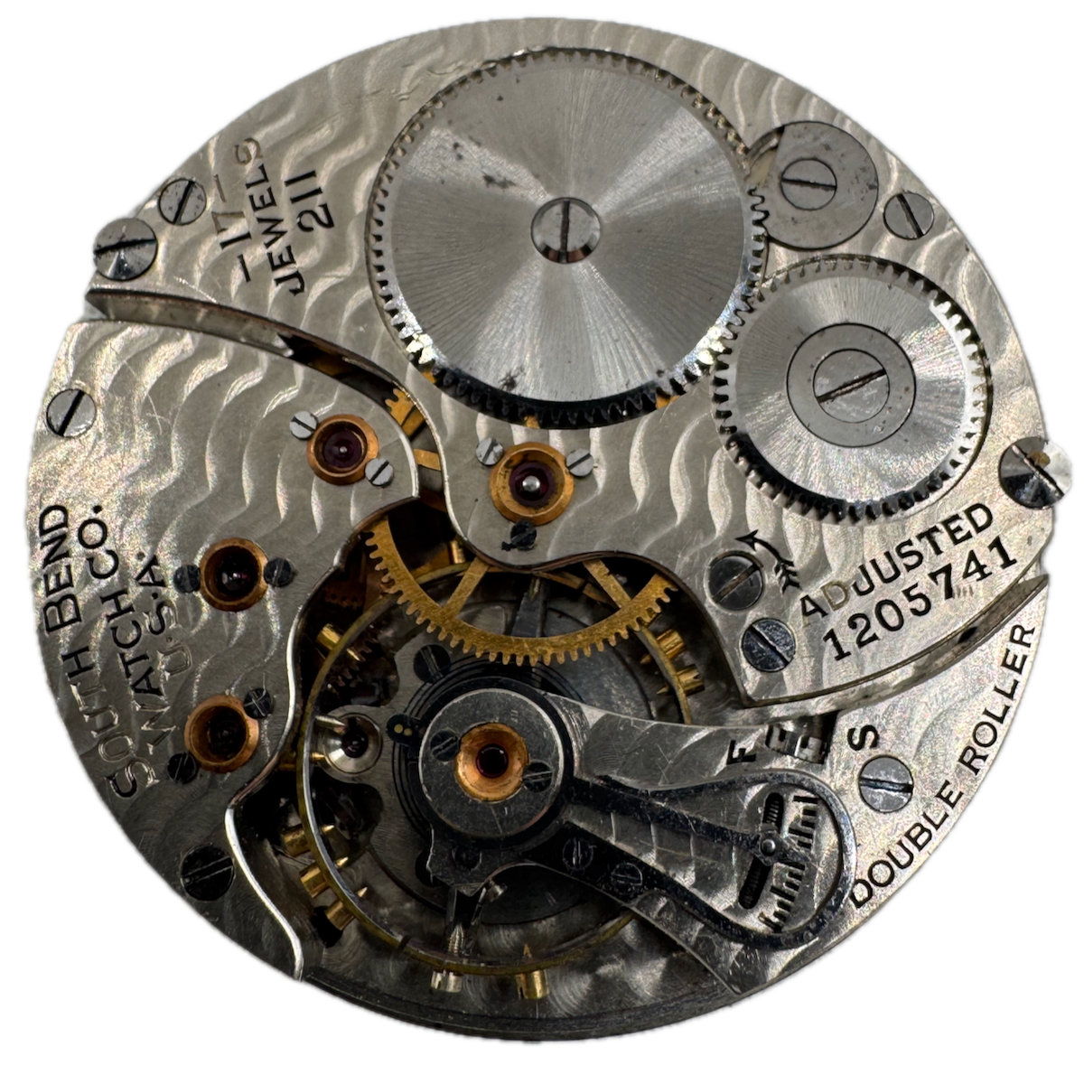 Vintage 16s 1928 South Bend 17 Jewel Pocket Watch Movement 211 USA for Repair