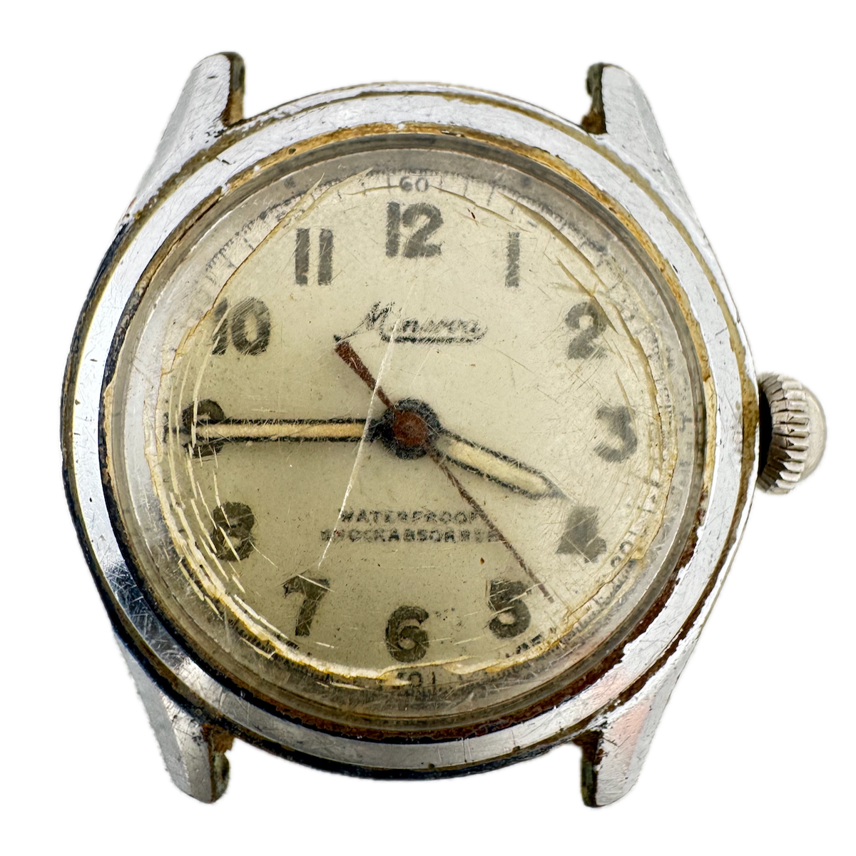 Vintage 29.5mm Minerva 17j Men's Mechanical Wristwatch Swiss Stainless Steel