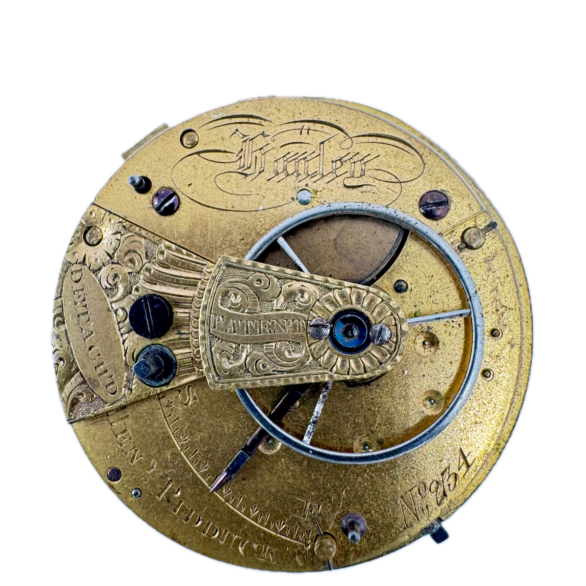 Antique 42mm Heny Pidduck Hanley Key Wind Fusee Pocket Watch Movement England