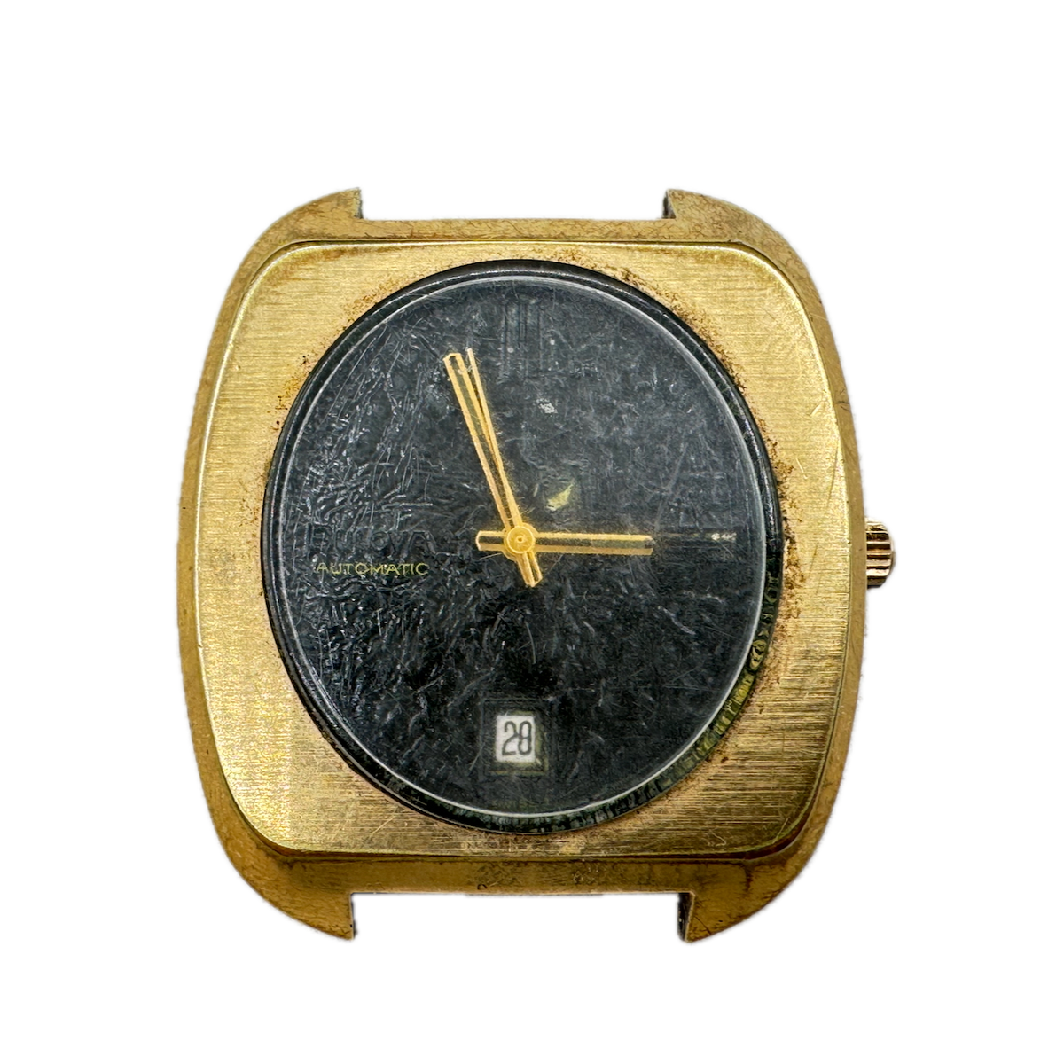 Vintage 1973 Bulova Chunky Men's Automatic Wristwatch 11 A0ACD Swiss Gold Tone
