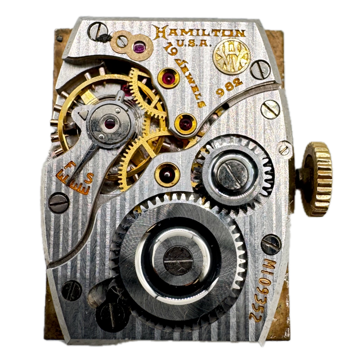 Vintage 18.5mm Hamilton 19J Mechanical Men's Wristwatch Movement 982m Running