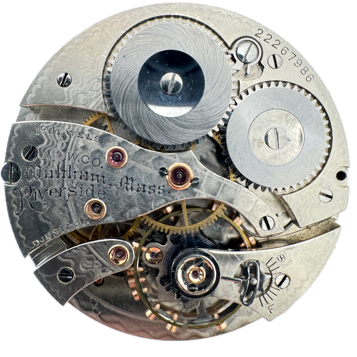 Antique 12s Waltham 1894 Mechanical Pocket Watch Movement Riverside USA Running