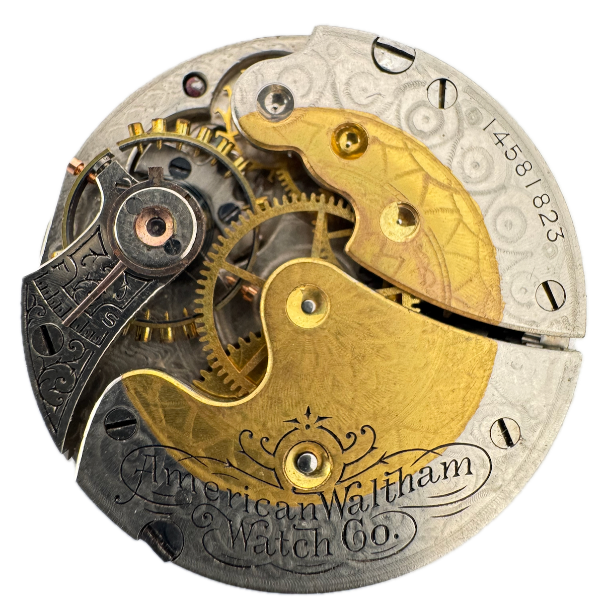 Antique 0s 1905 Waltham 7J Hunter Pocket Watch Movement Seaside Two Tone