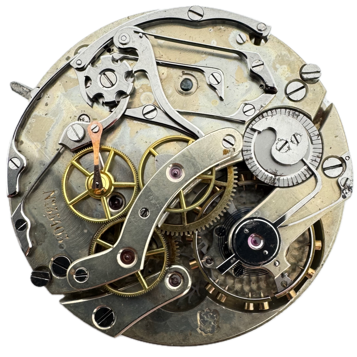 Antique Snail Cam High Grade Chronograph Hunter Pocket Watch Movement Swiss