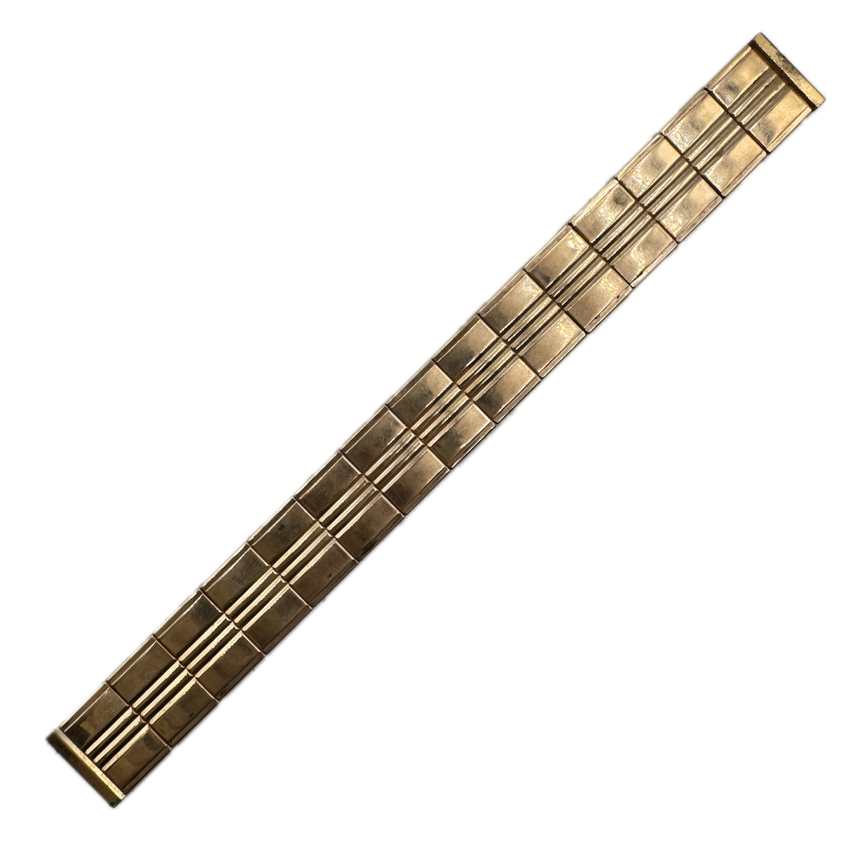 Vintage 16mm Eton Men's Wristwatch Band Steel & 10k GF Block Stretch USA