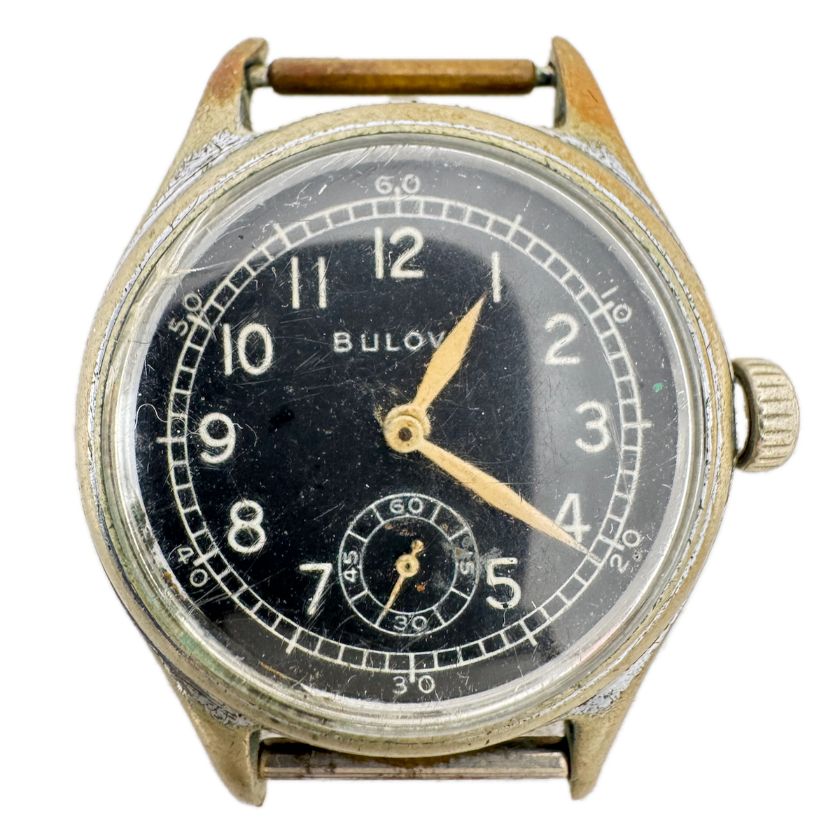 Vintage 32mm Bulova WW2 US Military Men's Mechanical Wristwatch Chrome Plated
