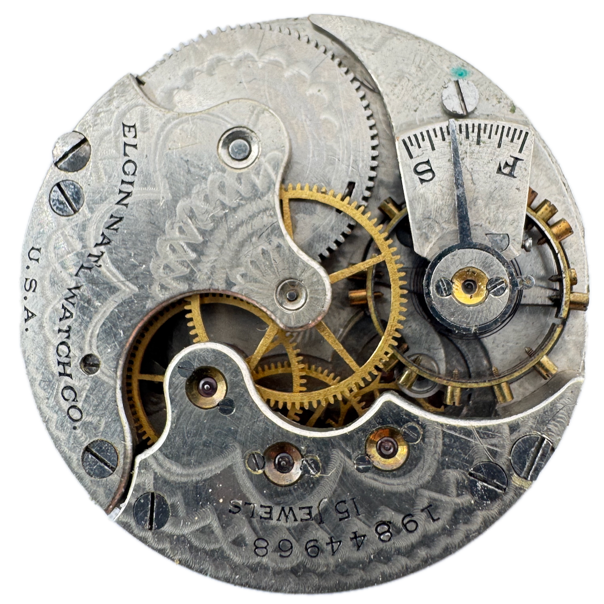 Antique 6s 1917 Elgin 15 Jewel Mechanical Hunter Pocket Watch Movement 295 USA