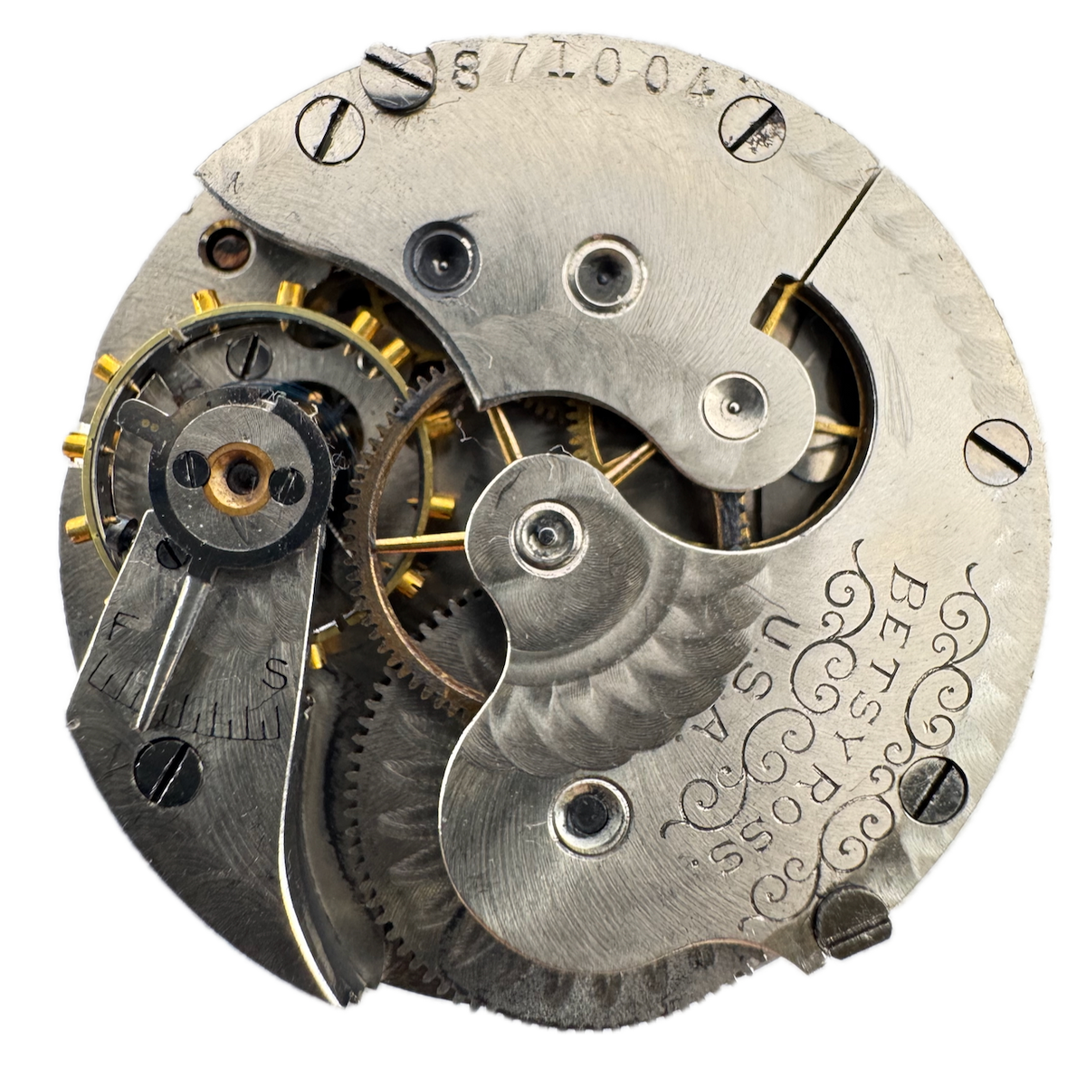 Antique 0s 1907 US Waltham 7 Jewel Hunter Pocket Watch Movement Betsy Ross USA